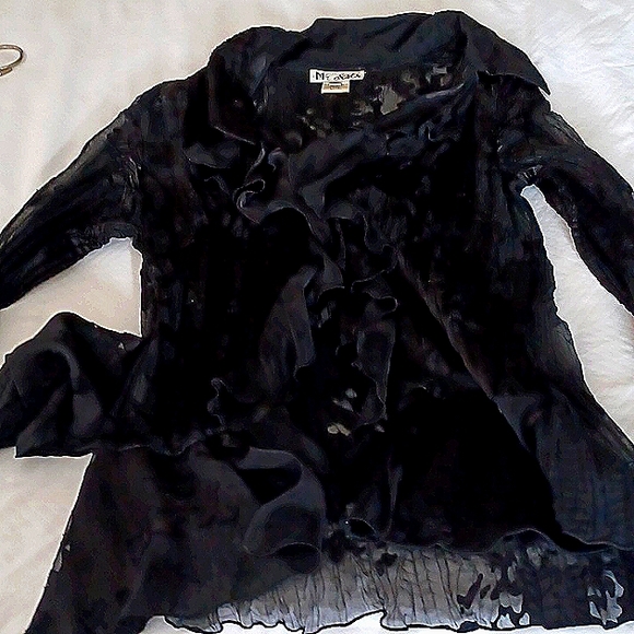 Black sheer evening top - Picture 2 of 11